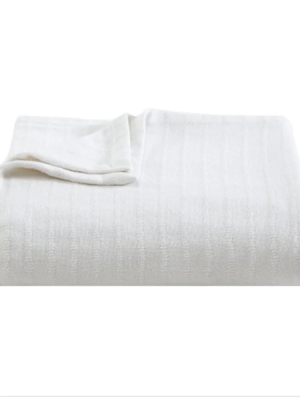 Vera Wang All Over Rib White Cotton Blanket, Full/Queen